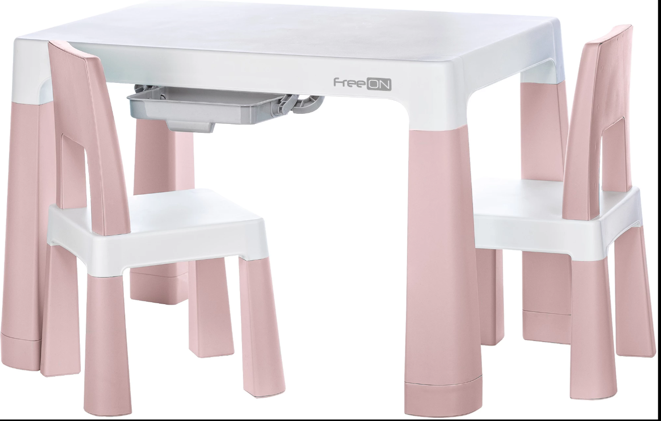 FREEON 46644 TAVOLO + 2 SEDIE NEO COLORE BIANCO/ROSA