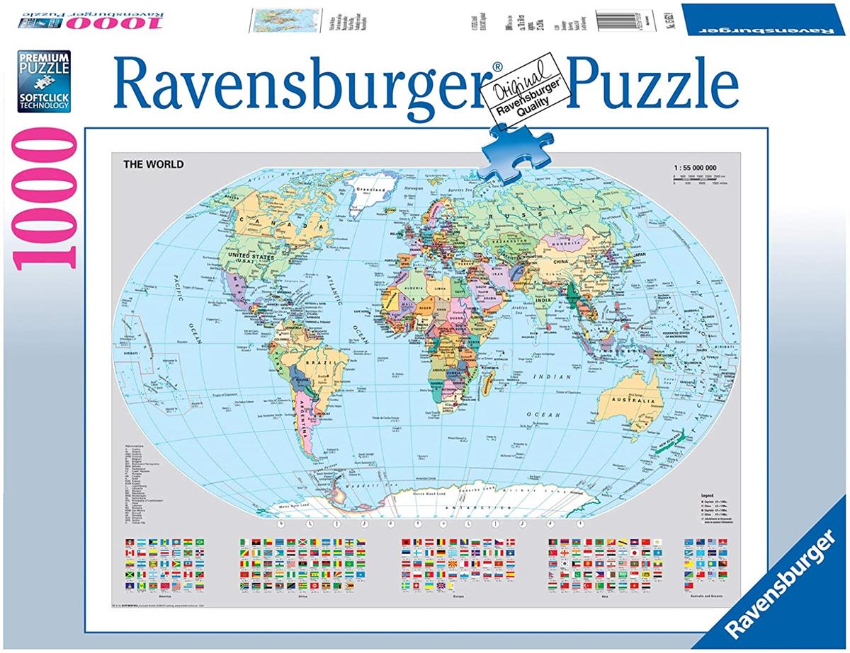 RAVENSBURGER 15652 PUZZLE DA 1000 PZ. MAPPAMONDO POLITICO