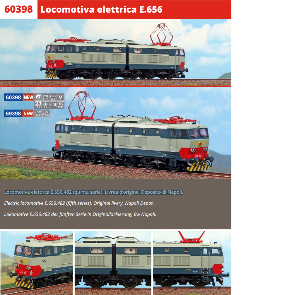 ACME 60398 LOCOMOTICA E656.482 LIVREA ORIGINE