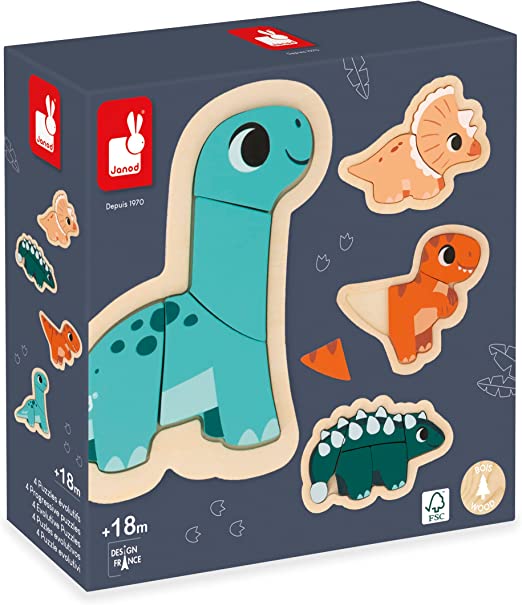 JANOD J05824 DINO 4 PUZZLE EVOLUTIVI DINO