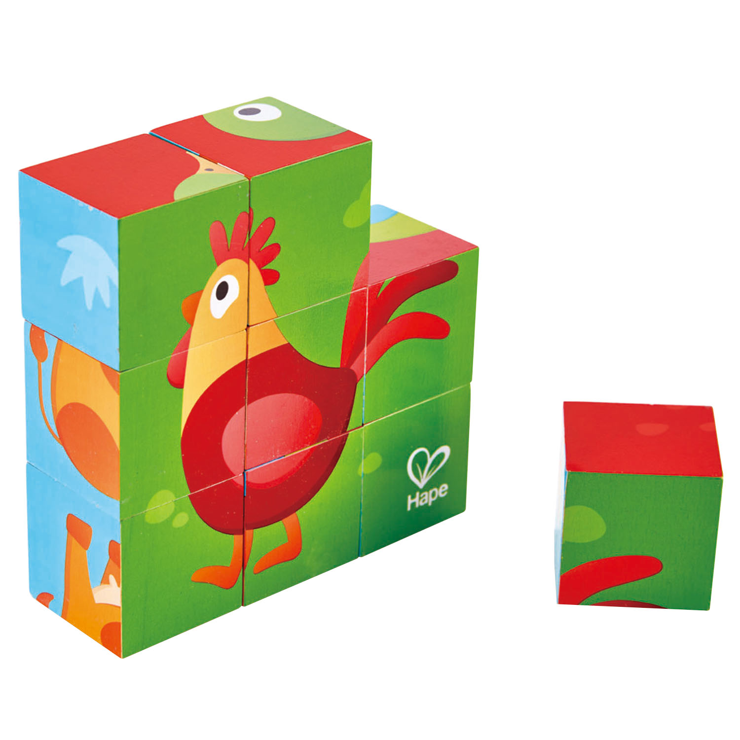 HAPE E1618 PUZZLE A BLOCCHI DEGLI ANIMALI DELLA FATTORIA