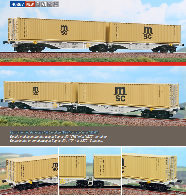 ACME 40367 CARRO INTERMODALE 2 CONTAINER MSC