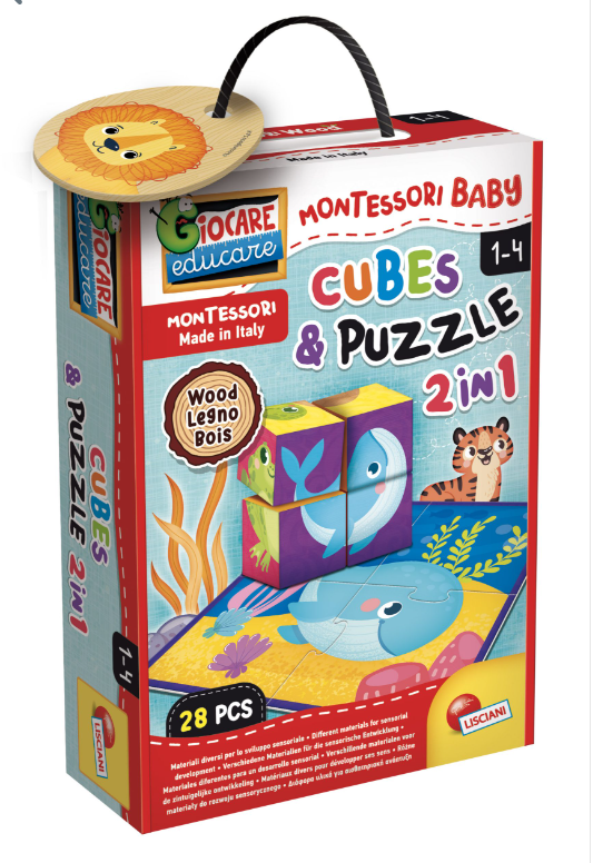 LISCIANI 98347 MONTESSORI LEGNO CUBES AND PUZZLE