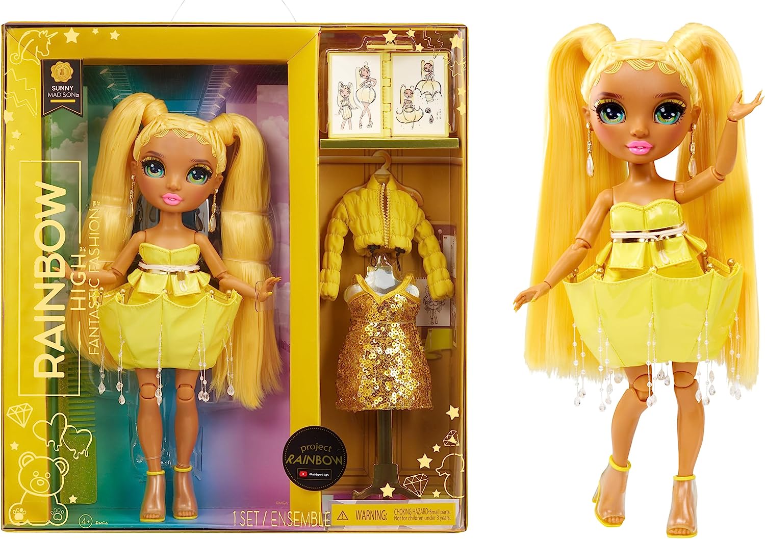 MGA 587347 RAINBOW HIGH FANTASTIC FASHION DOLL YELLOW