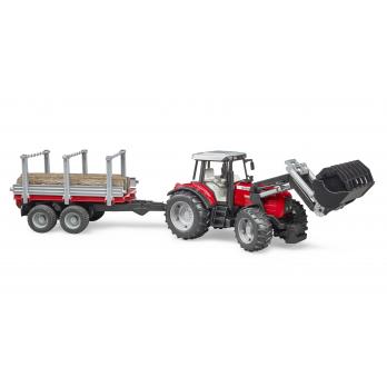 BRUDER 02046 TRATTORE MASSEY FERGUSON CON RIMORCHIO