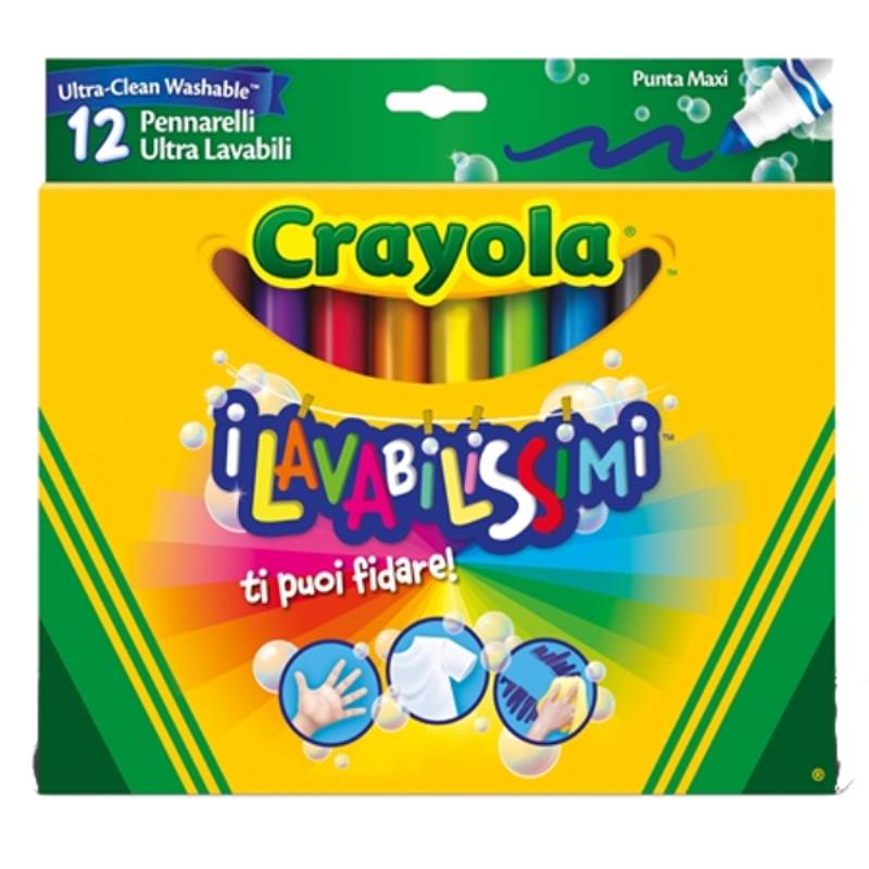 CRAYOLA 588329 12 COLORI FIBRA LAVABILISSIMI PUNTA MAXI