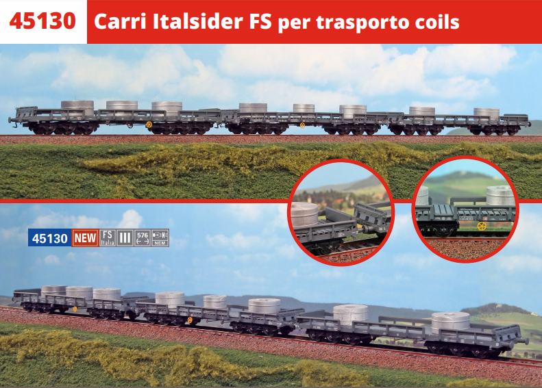 ACME 45130 SET 3 CARRI ITALSIDER FS PER TRASPORTO COILS