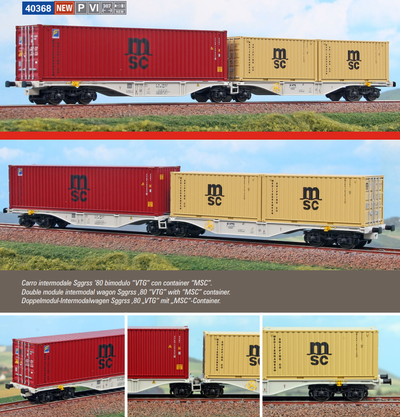 ACME 40368 CARRO INTERMODALE CON 3 CONTAINERS MSC