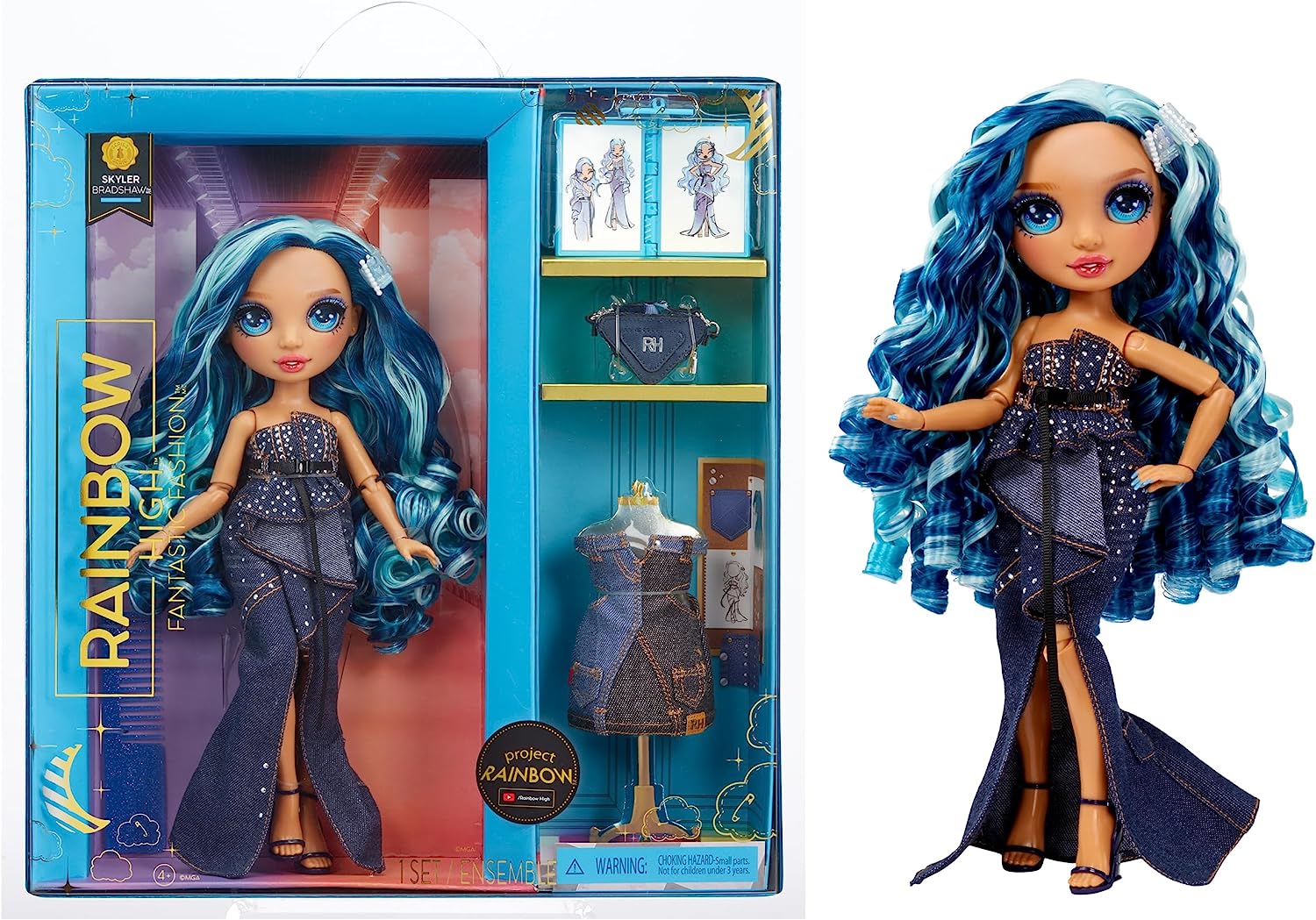 MGA 597378 AINBOW HIGH FANTASTIC FASHION DOLL BLU