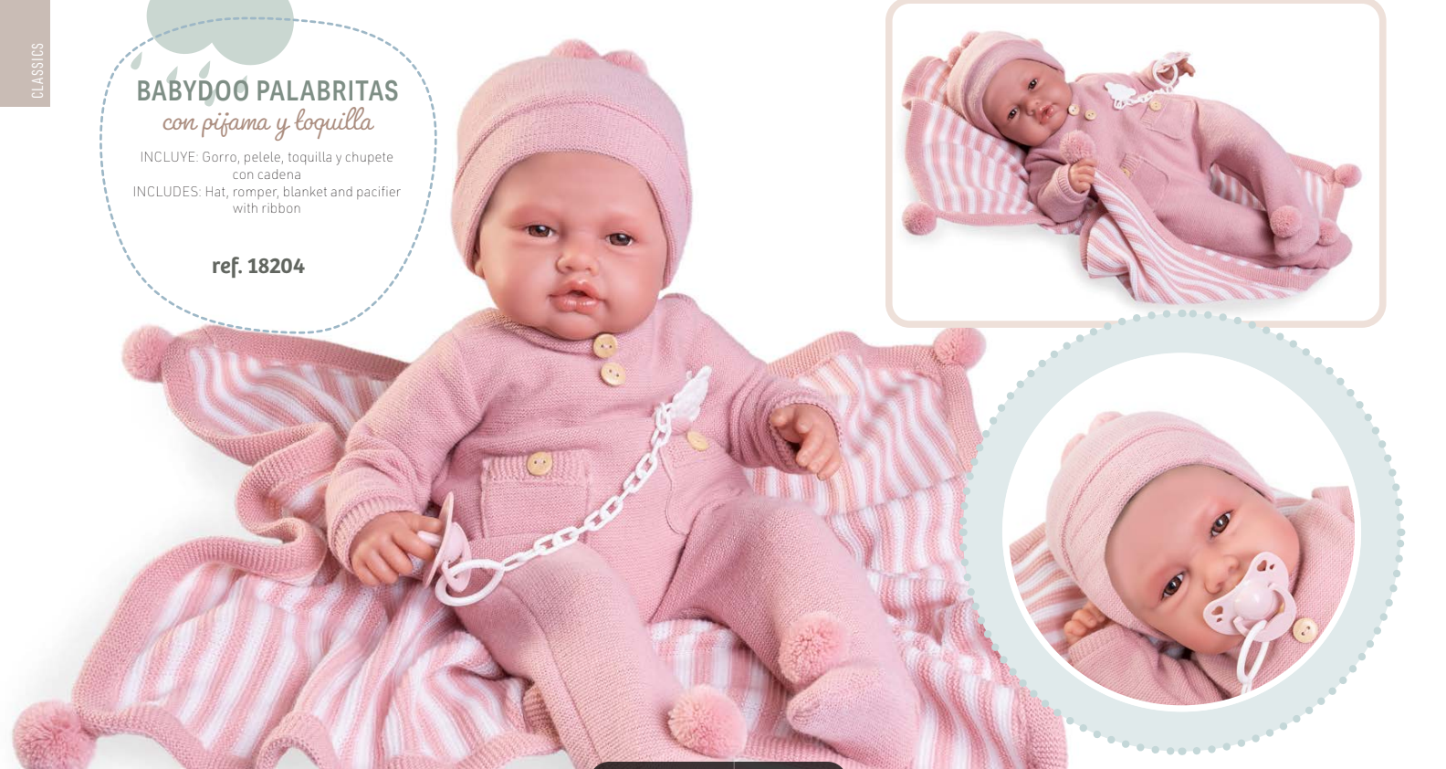 ANTONIO JUAN AJ18204 BAMBOLA CM50 CON TUTINA ROSA