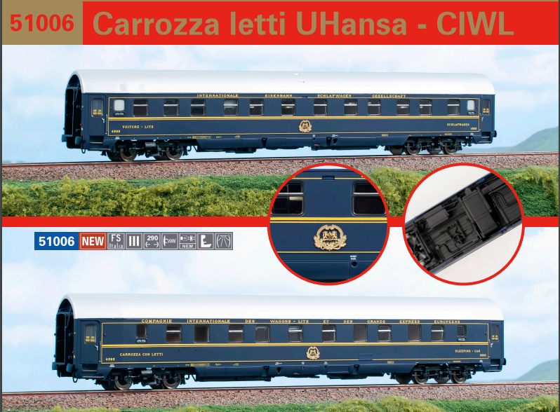 ACME 51006 CARROZZA LETTI UHANSA CIWL