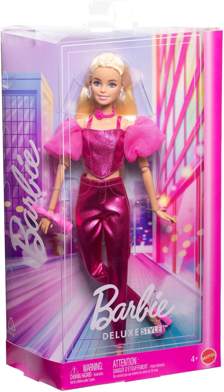 MATTEL JFP40 BABRIE FASHIONISTA DELUXE METALLIC BIONDA CON VESTITO ROSA