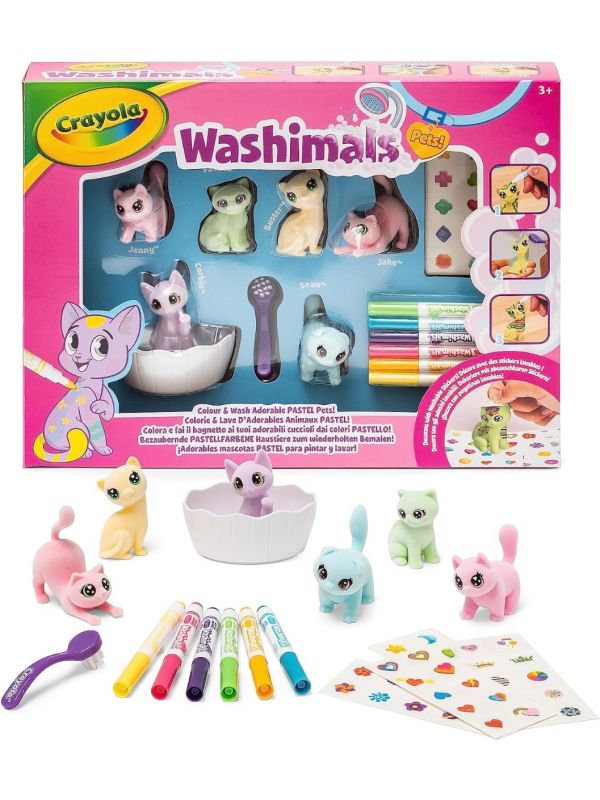 CRAYOLA 747515 WASHIMALS PETS SET ATTIVITA' CON ADESIVI COLORI PASTELLO