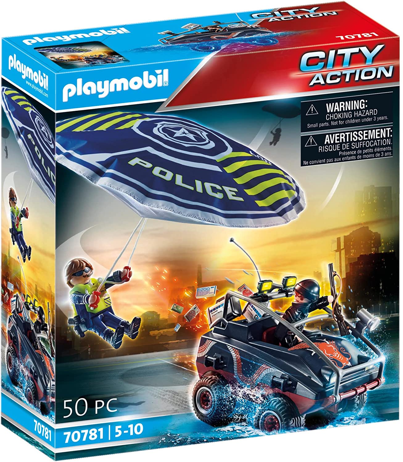 PLAYMOBIL 70781 PARACADUTE DELLA POLIZIA E VEICOLO