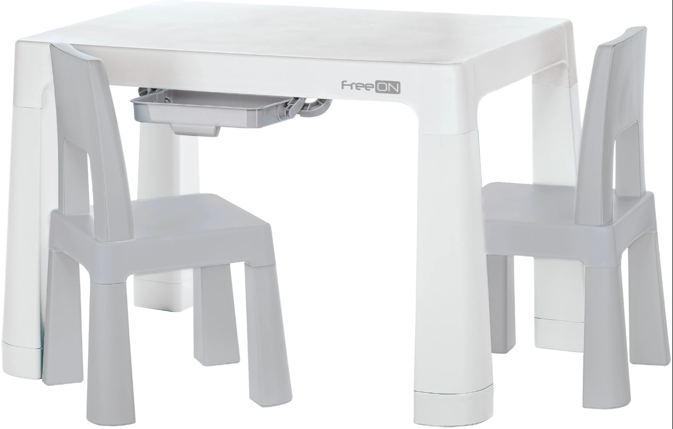 FREEON 46620 TAVOLO + 2 SEDIE NEO COLORE BIANCO/GRIGIO