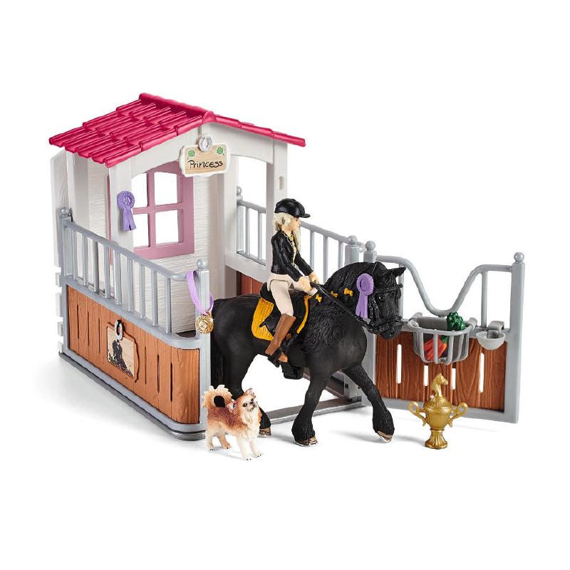 SCHLEICH 2542437 BOX PER CAVALLI CON TORI E IL SUO CAVALLO