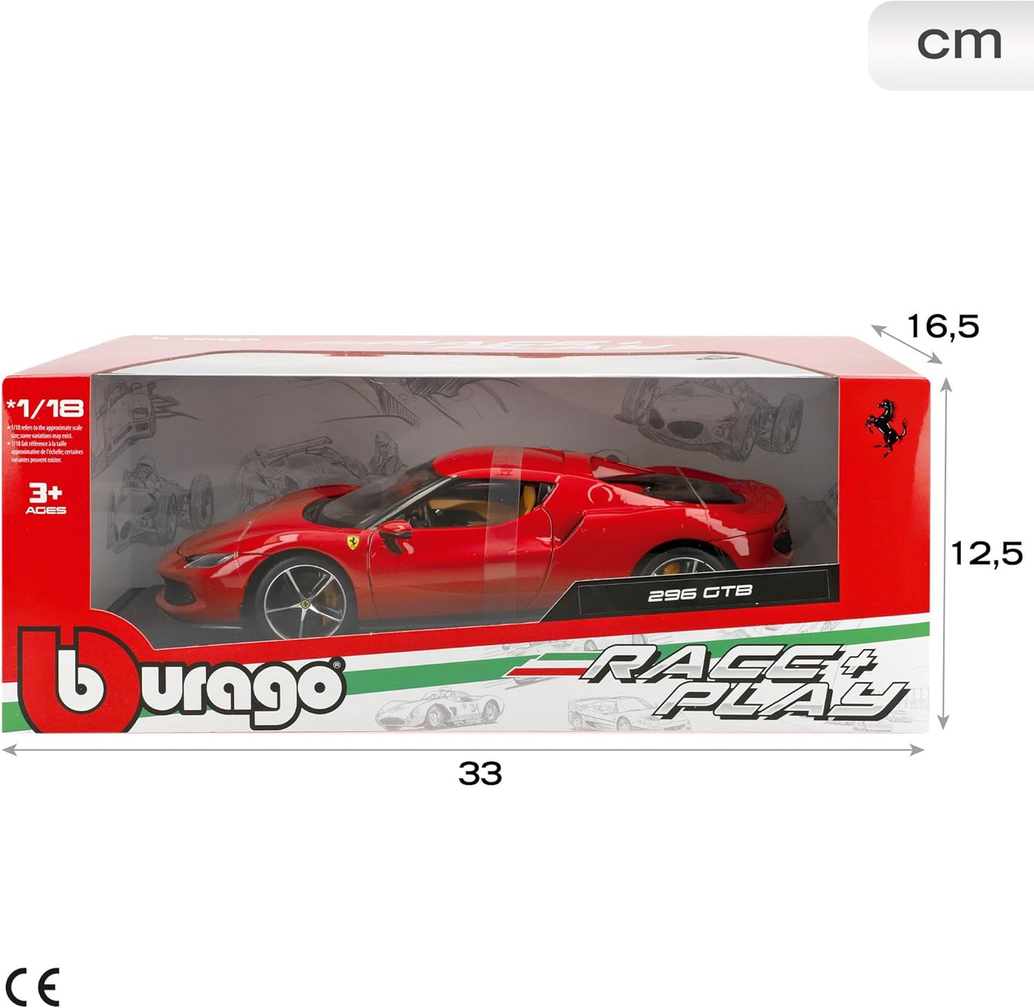 BURAGO 1816018R FERRARI 296GTB ROSSA SCALA 1/18