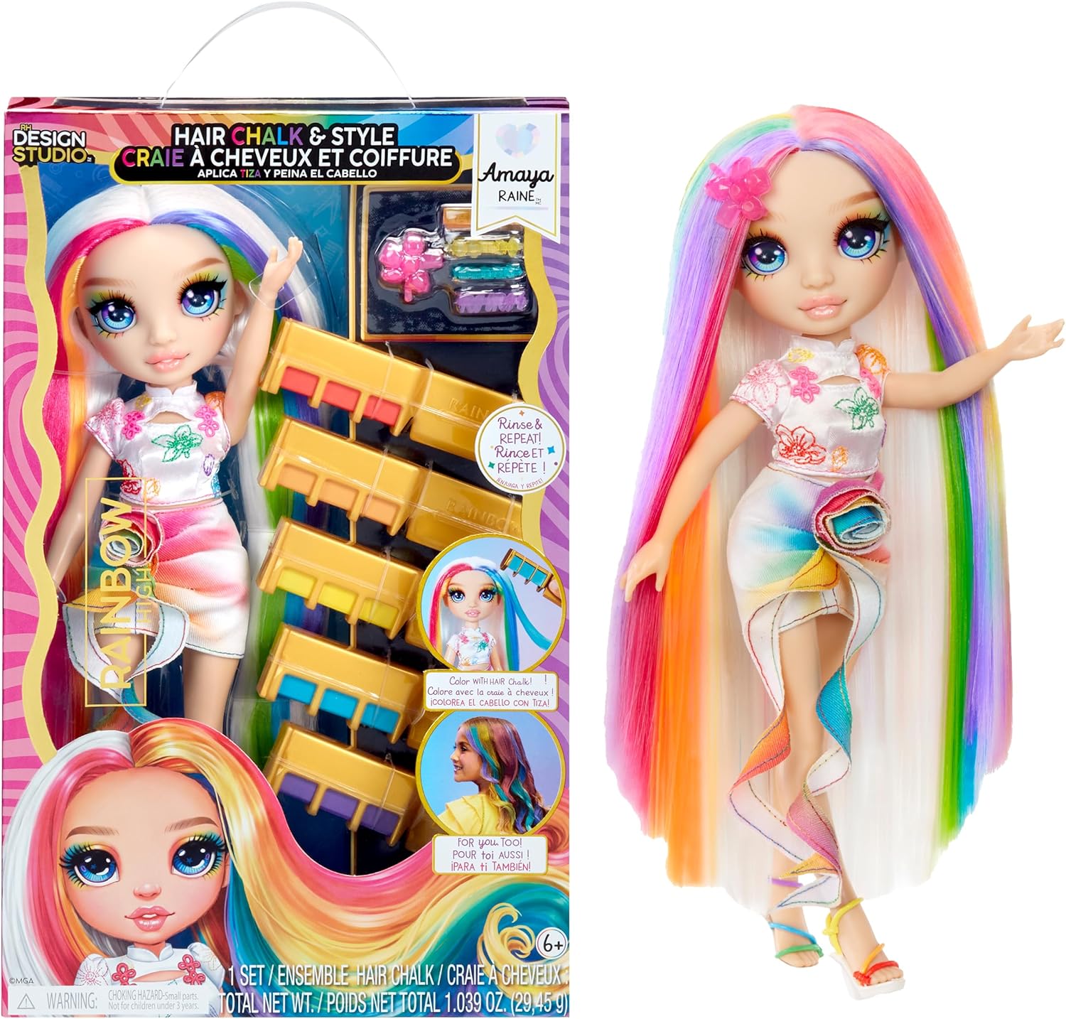 MGA 526780 RAINBOW HIGH HAIR CHALK & STYLE FASHION DOLL AMAYA