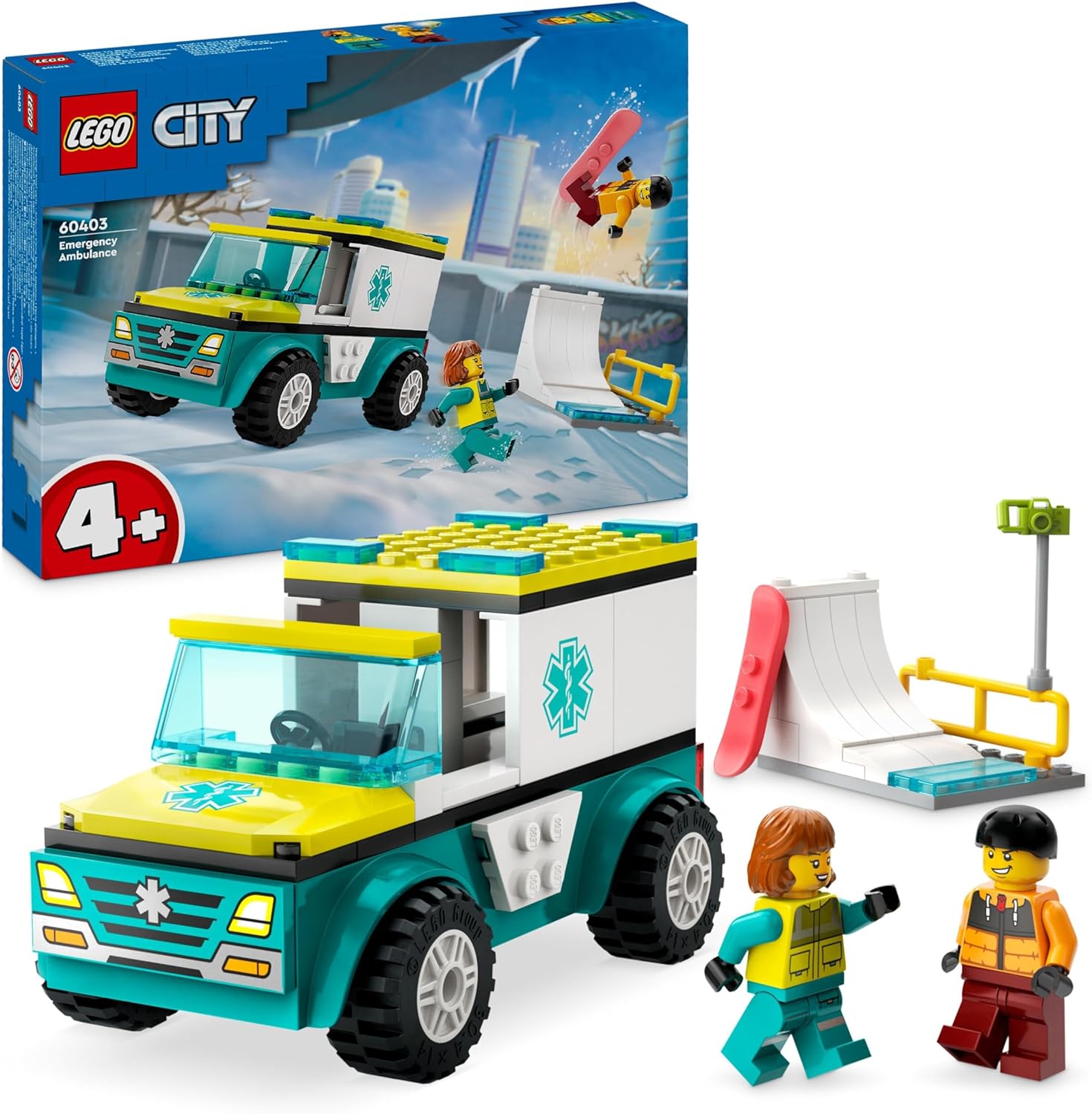 LEGO 60403 AMBULANZA DI EMERGENZA E SNOWBOARDER CITY