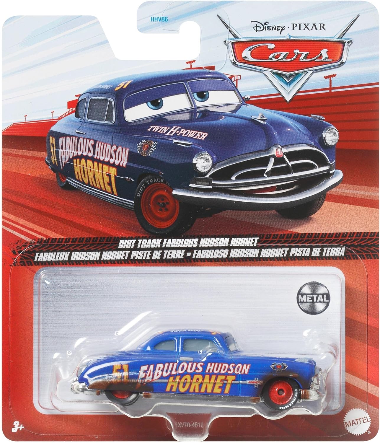 MATTEL HWT61 CARS DIE CAST DIRT TRACK FABULOUS HUDSON HORNET