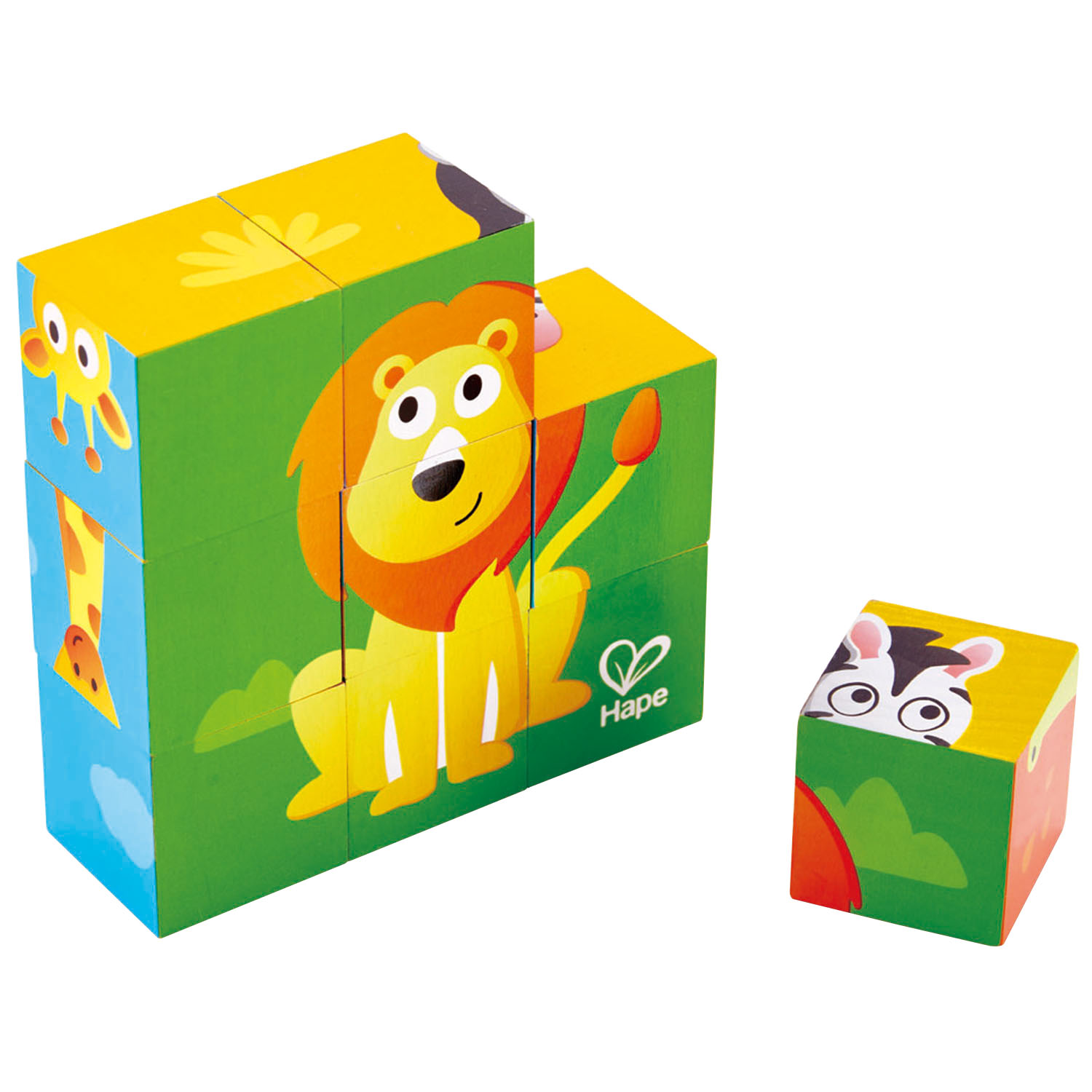 HAPE E1619 PUZZLE A BLOCCHI DEGLI ANIMALI DELLA GIUNGLA