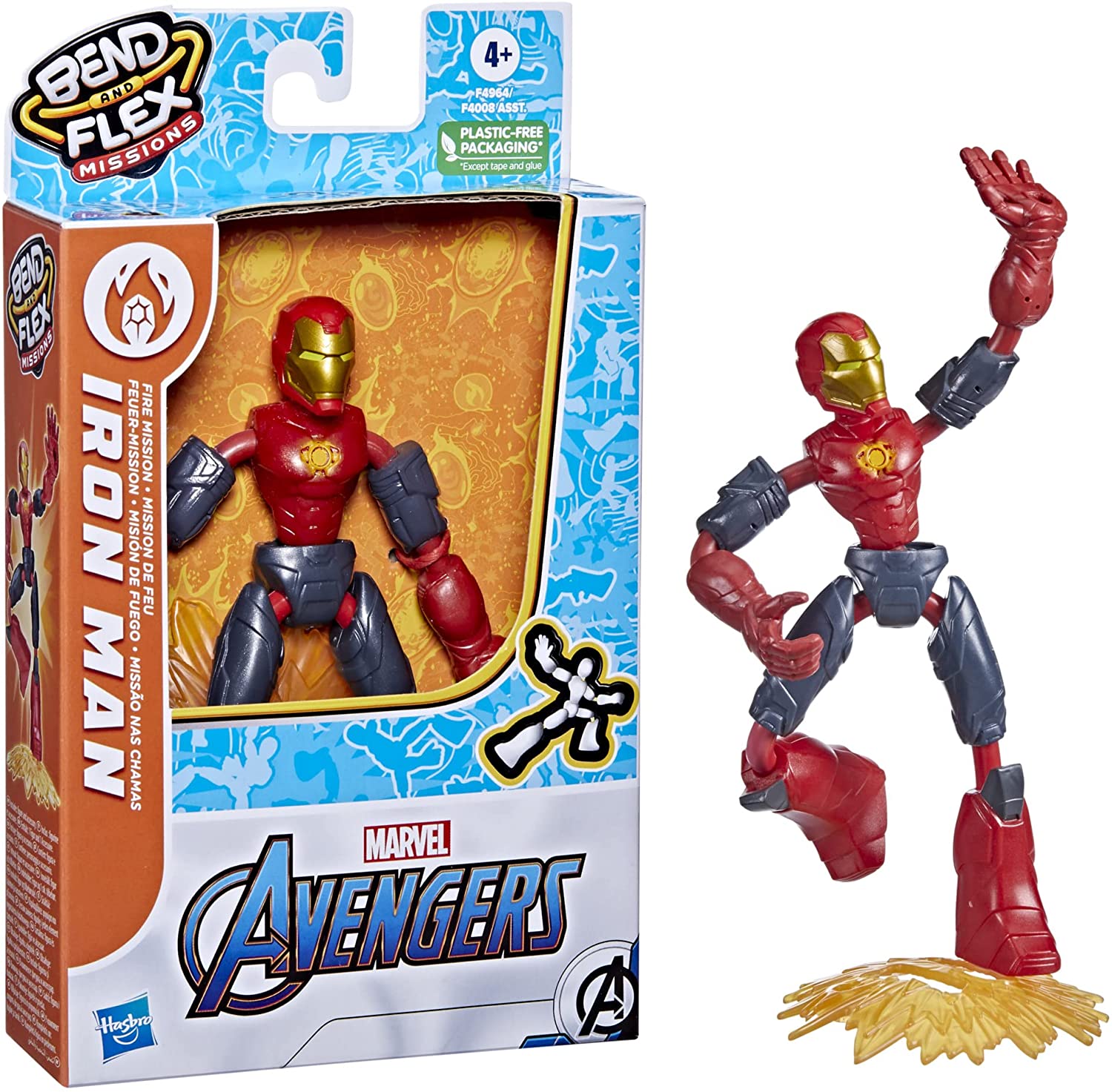 HASBRO F49645X0 AVENDERS BEND AND FLEX FIRE MISSION IRON MAN