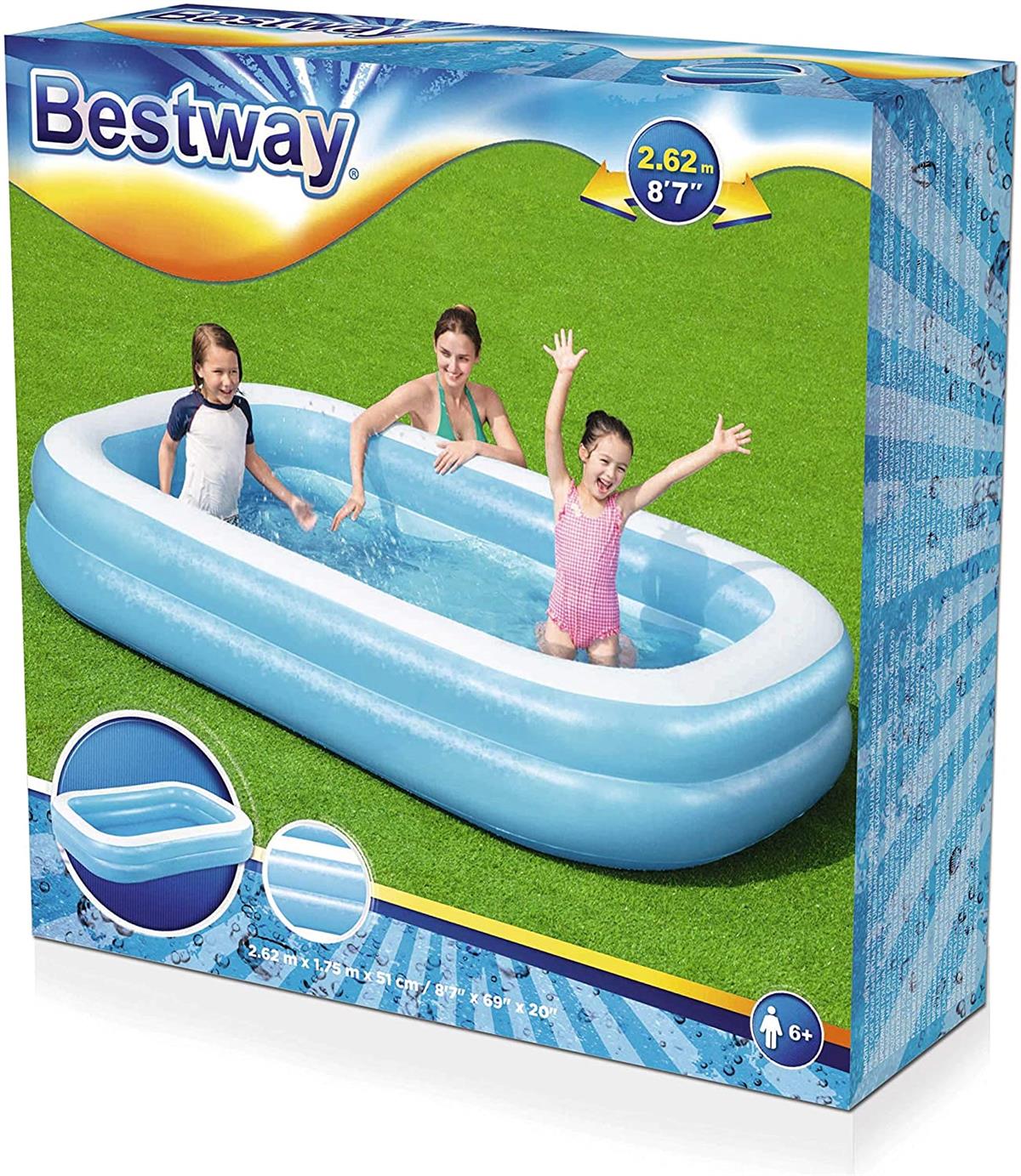 BESTWAY 54006-2 PISCINA FAMILY RETTANGOLARE CM.262X175X51