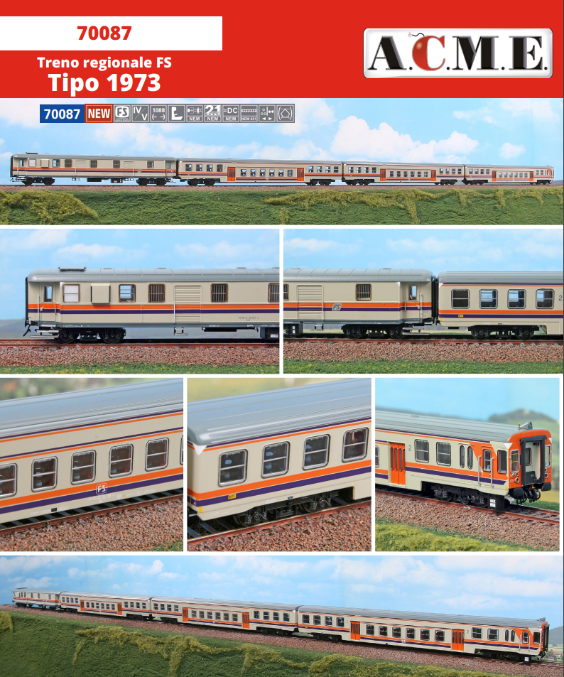 ACME 70087 SET TRENO NAVETTA ANNI '80 TIPO 1973