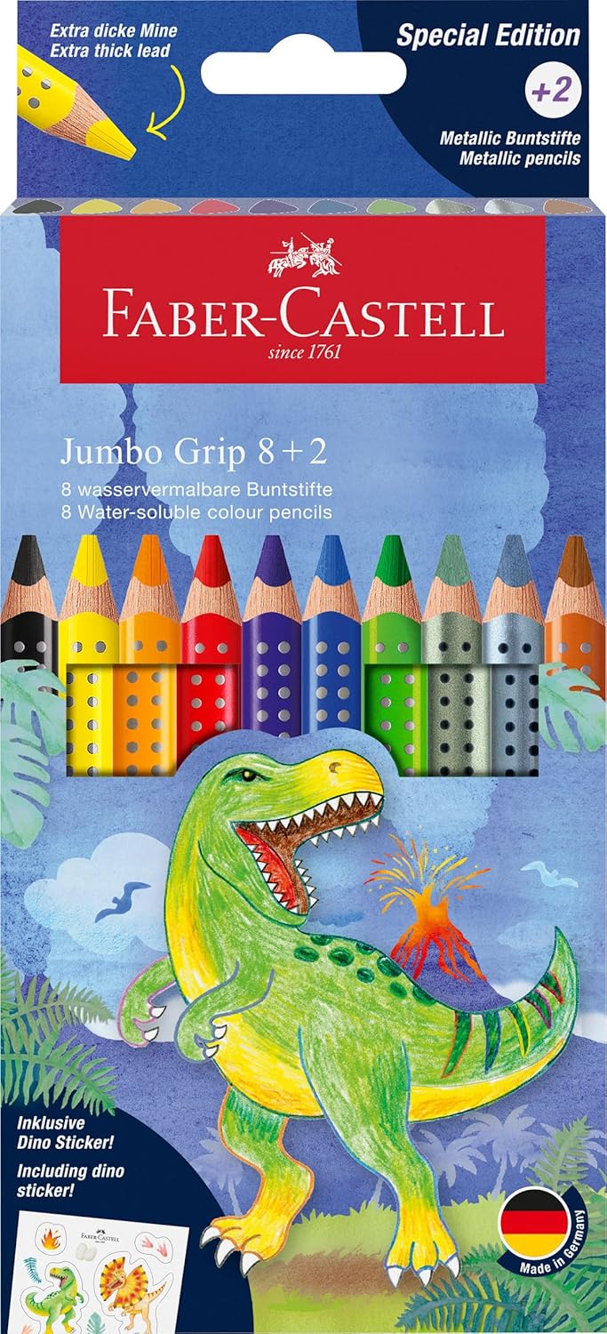 FABER CASTELL ASTUCCIO MATITE COLORATE JUMBO GRIP DINOSAURO 10