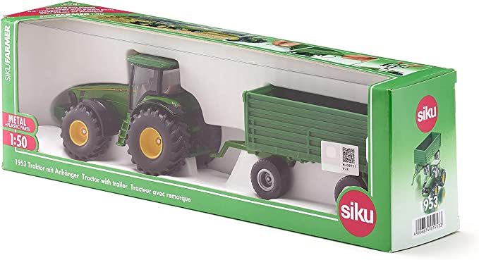 SIKU 1953 TRATTORE J. DEERE + RIMORCHIO scala 1/50