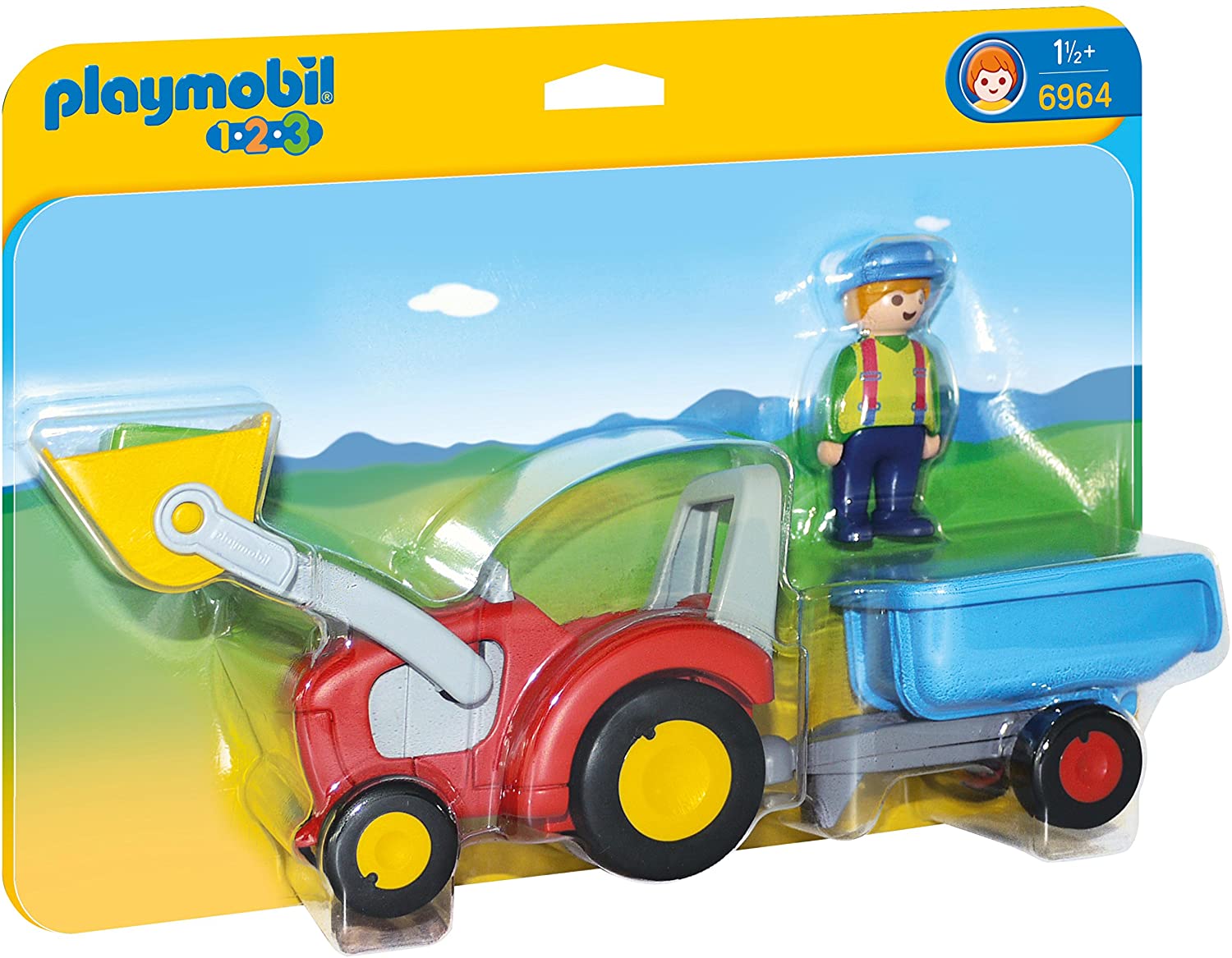 PLAYMOBIL 6964 TRATTORE CON BENNA E ROMORCHIO 1 2 3