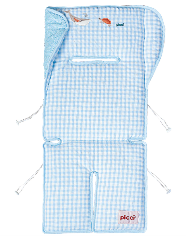 PICCI 1050V.03 MATERASSINO DOUBLE FACE VICHY CELESTE PASSEGGINO