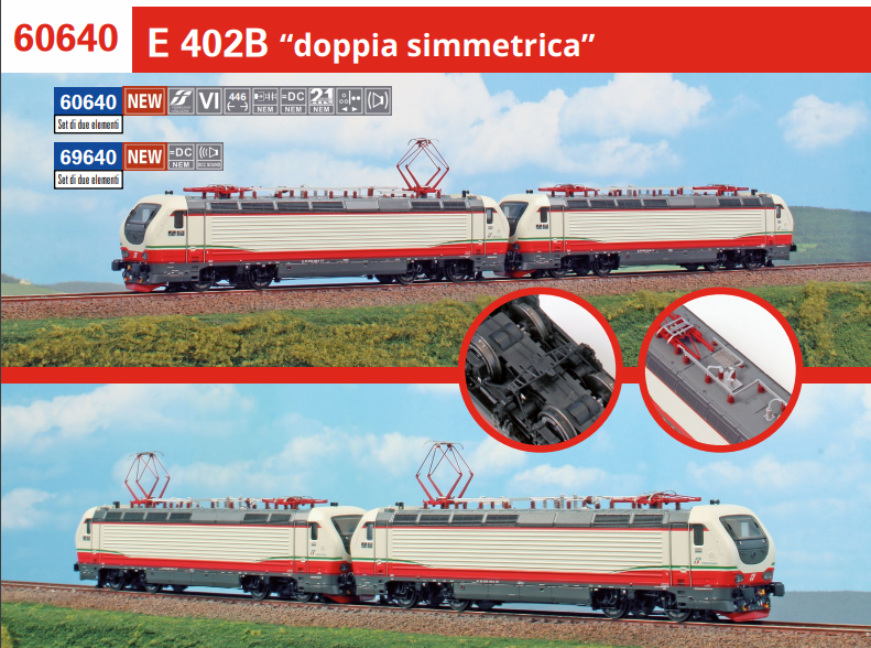 ACME 60640 SET 2 LOCOMOTIVE E402B" DOPPIA SIMMETRICA