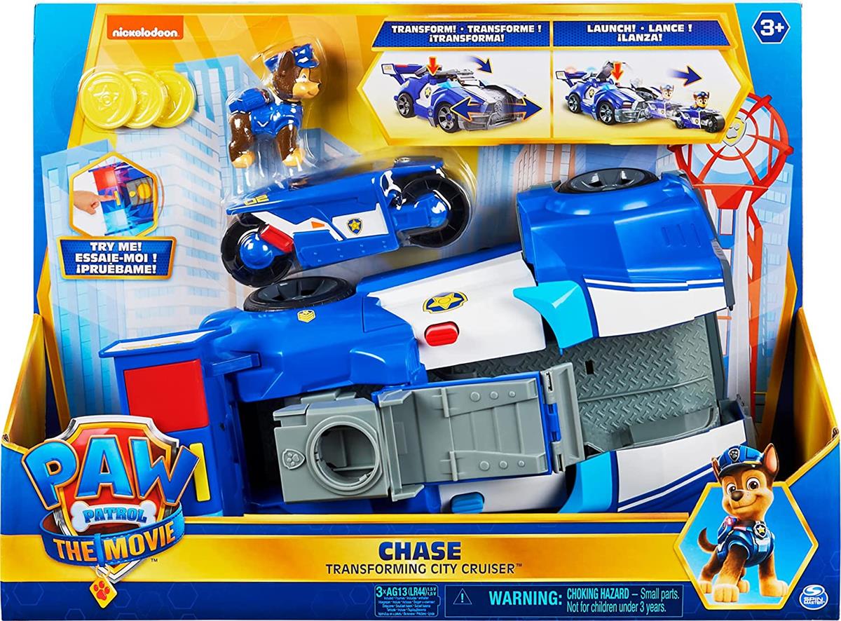 SPINMASTER 6060759 PAW PATROL VEICOLO MOVIE TRASFORMABILE 2 IN 1 DI CHASE