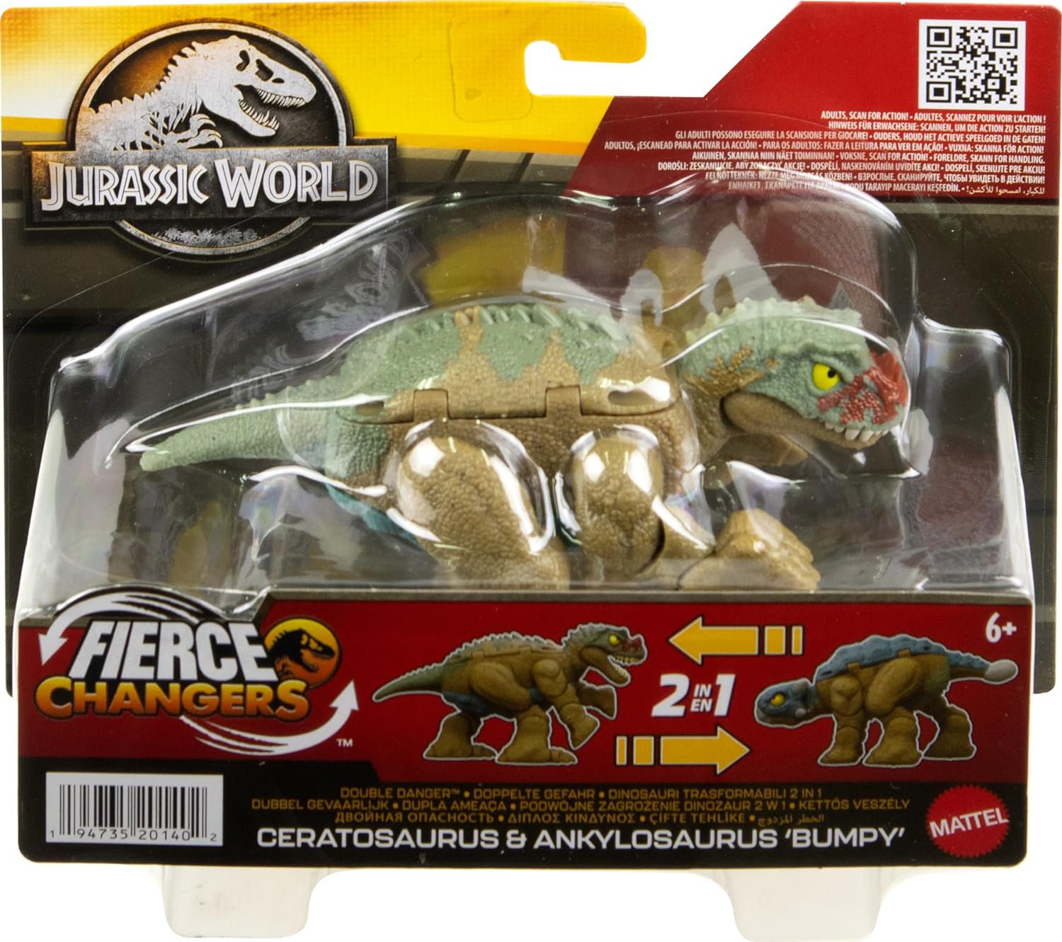 MATTEL HVB18 JURASSIC WORLD FIERCE CERATOSAURUS  ANKYLOSAURUS