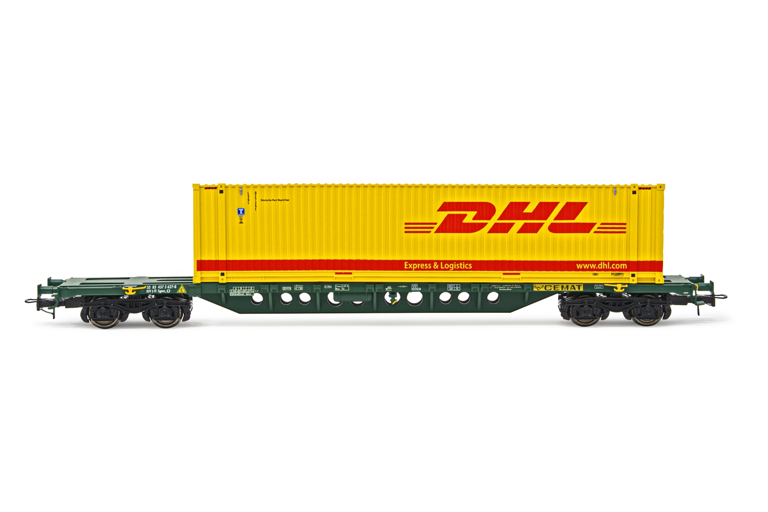 HORNBY HR6575 CARRO PORTA CONTAINER CON CONTAINE "DHL"