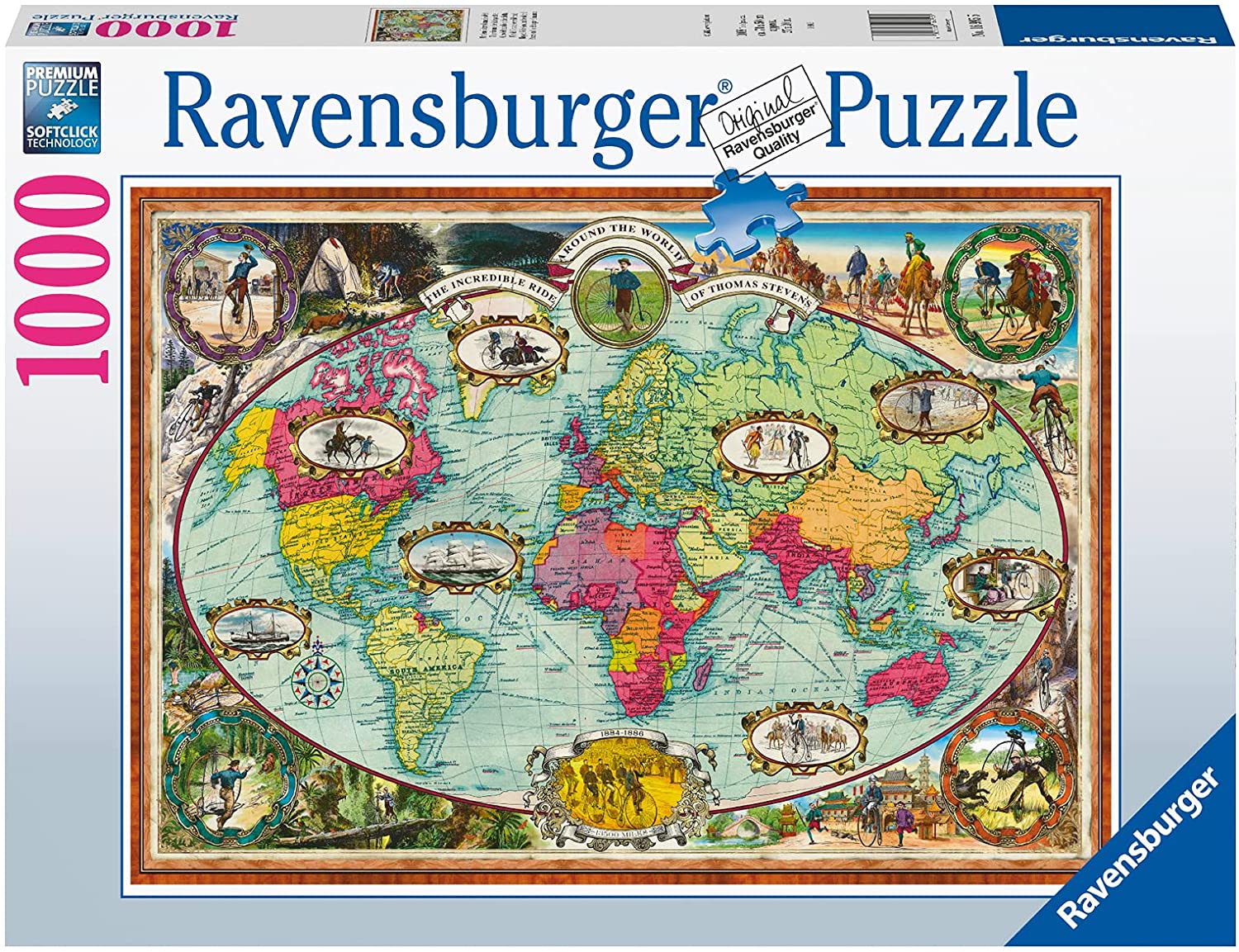 RAVENSBURGER 16995 PUZZLE DA 1000 PA. GIRO DEL MONDO IN BICLICLETTA