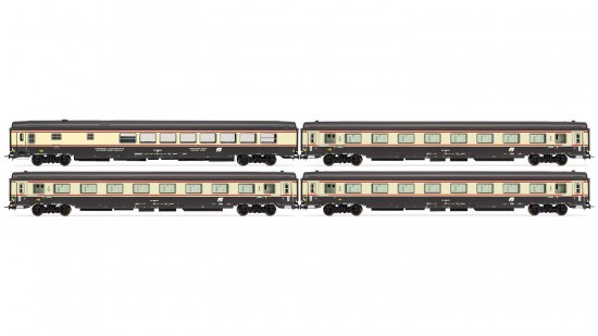 HORNBY HR4271 SET 4 CARROZZE TIPO GC LIVREA BANDIERA
