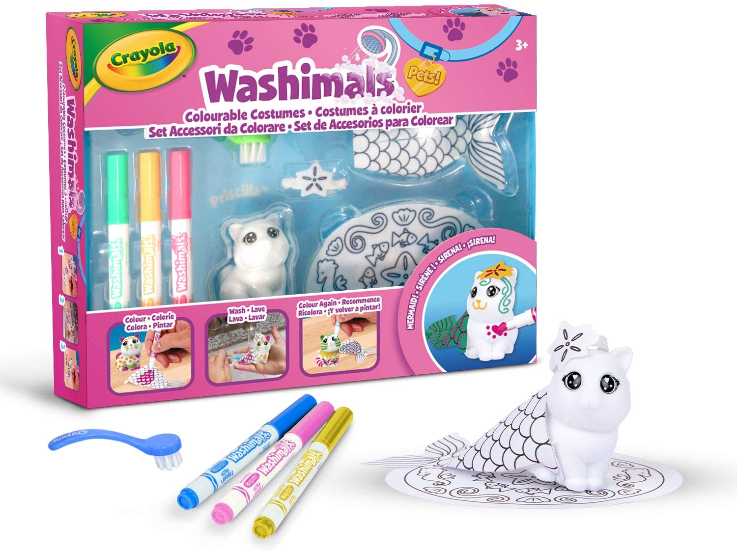 CRAYOLA 747434 WASHIMALS SET ACCESSORI DA COLORARE SIRENETTA