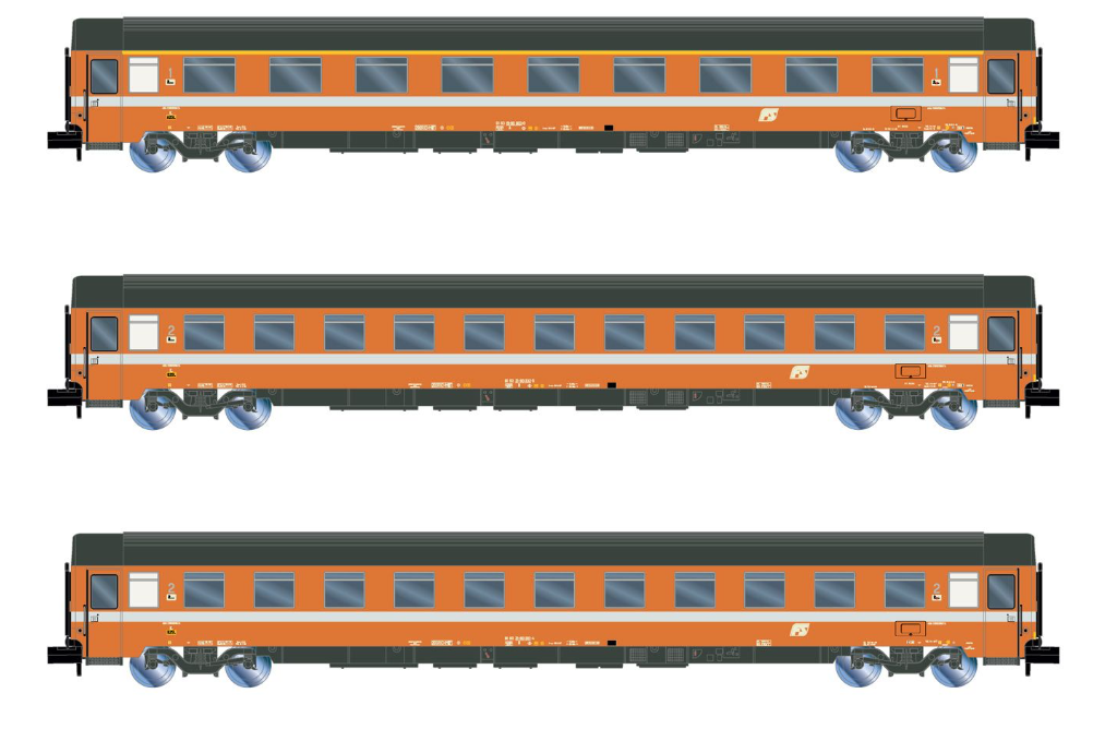 ARNOLD HN4395 SET 3 CARROZZE EUROFIMA FS UIC-Z - SCALA N